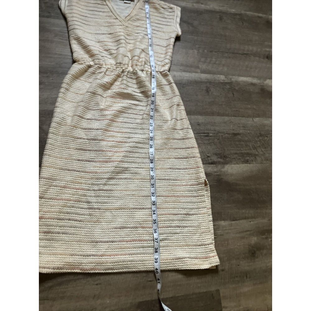 Vintage Malouf of Dallas Women Knit Midi Dress Striped V-Neck Elastic Waist Sz 8 - Picture 7 of 11